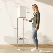 HOMCOM Lampă de Podea LED cu Rafturi, Lampă Modernă cu Comutator cu Pedală și Porturi USB, Lumină cu Culori Reglabile pentru Living și Dormitor, Stejar | Aosom Romania 
