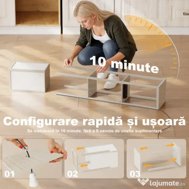 HOMCOM Lampă de Podea LED cu Rafturi, Lampă Modernă cu Comutator cu Pedală și Porturi USB, Lumină cu Culori Reglabile pentru Living și Dormitor, Stejar | Aosom Romania