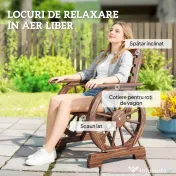 Outsunny Bancă de Grădină din Lemn cu Șipci 1 Loc, Scaun de Exterior cu Cotiere și Roată, Fotoliu Masiv, Șezut Spațios, Spătar Înclinat, Grădină, Curte, Verandă, Carbonizat | Aosom Romania