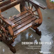 Outsunny Bancă de Grădină din Lemn cu Șipci 1 Loc, Scaun de Exterior cu Cotiere și Roată, Fotoliu Masiv, Șezut Spațios, Spătar Înclinat, Grădină, Curte, Verandă, Carbonizat | Aosom Romania