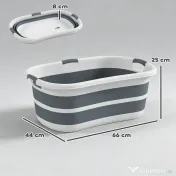 PawHut Cadă de baie pentru câini, cadă pliabilă portabilă cu orificiu de scurgere, pentru câini mici și pui, gri | Aosom Romania