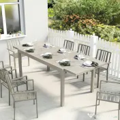 Outsunny Masă Grădină Extensibilă, Bucătărie Exterior Aluminiu 8-10 Persoane, Gri Deschis | Aosom Romania