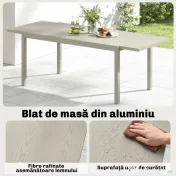 Outsunny Masă Grădină Extensibilă, Bucătărie Exterior Aluminiu 8-10 Persoane, Gri Deschis | Aosom Romania