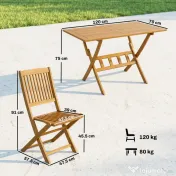 Outsunny Set de Luat Masa pentru Grădină 5 Piese, Masă și 4 Scaune Rabatabile | Aosom Romania