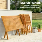 Outsunny Set de Luat Masa pentru Grădină 5 Piese, Masă și 4 Scaune Rabatabile | Aosom Romania