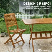 Outsunny Set de Luat Masa pentru Grădină 5 Piese, Masă și 4 Scaune Rabatabile | Aosom Romania