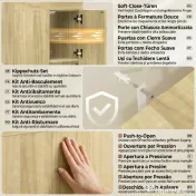 HOMCOM Dulap Masă de Călcat Rabatabilă cu Roți și Suport pentru Fier de Călcat, Dulap Multifuncțional cu Rafturi, Compartiment Deschis, pentru Spălătorie, Baie, 154x55x87 cm, Lemn Natural | Aosom Romania 