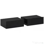HOMCOM Set de 2 Noptiere Suspendate Moderne cu Sertar din Lemn, 40x30x15 cm, Negru