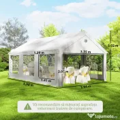 Outsunny Cort pentru Petreceri 4x6 m cu Ferestre și 4 Pereți Laterali Demontabili, din Oțel și PE, Alb | Aosom Romania