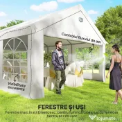 Outsunny Cort pentru Petreceri 4x6 m cu Ferestre și 4 Pereți Laterali Demontabili, din Oțel și PE, Alb | Aosom Romania
