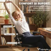 HOMCOM Scaun de Birou Ergonomic, Scaun Rotativ din Plasă, Înălțime Reglabilă și Suport pentru Picioare, Scaun de Birou cu Suport Lombar și Brațe Rabatabile, Capacitate 120kg, Negru | Aosom Romania 