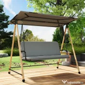 Outsunny Balansoar de Grădină cu 3 Locuri, cu Copertină Reglabilă Impermeabilă și Pernă Detașabilă, Capacitate Maximă 360 kg, 208 x 125 x 180 cm, Gri | Aosom Romania 