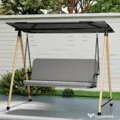 Outsunny Balansoar de Grădină cu 3 Locuri, cu Copertină Reglabilă Impermeabilă și Pernă Detașabilă, Capacitate Maximă 360 kg, 208 x 125 x 180 cm, Gri | Aosom Romania 