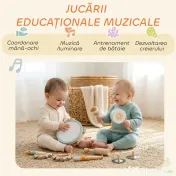 AIYAPLAY Instrumente Muzicale pentru Copii, Jucării Muzicale Montessori din Lemn pentru Copii 3+, Set de Percuție cu Tamburină și Maracas, Cadou pentru Fete și Băieți | Aosom Romania