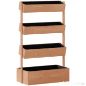 Outsunny Jardinieră Verticală înălțată pe 4 Niveluri, din Lemn pentru Exterior, cu Orificii de Drenaj și Căptușeală Textilă, pentru Plante Aromatice, Flori și Legume, 85x45x140 cm, Maro | Aosom Romania