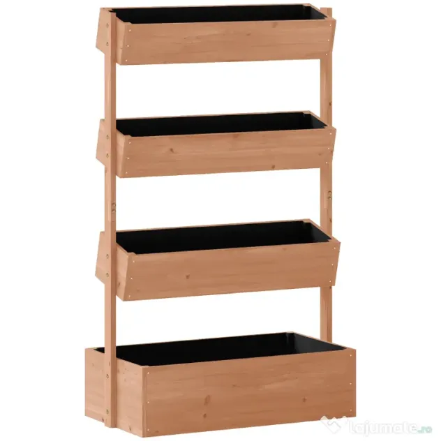 Outsunny Jardinieră Verticală înălțată pe 4 Niveluri, din Lemn pentru Exterior, cu Orificii de Drenaj și Căptușeală Textilă, pentru Plante Aromatice, Flori și Legume, 85x45x140 cm, Maro | Aosom Romania
