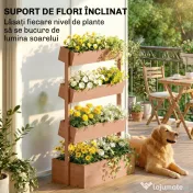 Outsunny Jardinieră Verticală înălțată pe 4 Niveluri, din Lemn pentru Exterior, cu Orificii de Drenaj și Căptușeală Textilă, pentru Plante Aromatice, Flori și Legume, 85x45x140 cm, Maro | Aosom Romania