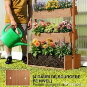 Outsunny Jardinieră Verticală înălțată pe 4 Niveluri, din Lemn pentru Exterior, cu Orificii de Drenaj și Căptușeală Textilă, pentru Plante Aromatice, Flori și Legume, 85x45x140 cm, Maro | Aosom Romania