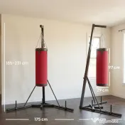 SPORTNOW Sac de Box cu Suport pentru Adulți, Înălțime Reglabilă 185-231 cm, Suport de Box cu Bază Triunghiulară, Sac din Pânză, Bare pentru Greutăți de 2,5 cm, pentru Antrenament Fitness Acasă, Roșu | Aosom Romania