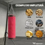 SPORTNOW Sac de Box cu Suport pentru Adulți, Înălțime Reglabilă 185-231 cm, Suport de Box cu Bază Triunghiulară, Sac din Pânză, Bare pentru Greutăți de 2,5 cm, pentru Antrenament Fitness Acasă, Roșu | Aosom Romania