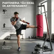 SPORTNOW Sac de Box cu Suport pentru Adulți, Înălțime Reglabilă 185-231 cm, Suport de Box cu Bază Triunghiulară, Sac din Pânză, Bare pentru Greutăți de 2,5 cm, pentru Antrenament Fitness Acasă, Roșu | Aosom Romania