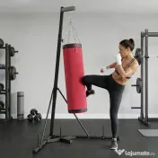 SPORTNOW Sac de Box cu Suport pentru Adulți, Înălțime Reglabilă 185-231 cm, Suport de Box cu Bază Triunghiulară, Sac din Pânză, Bare pentru Greutăți de 2,5 cm, pentru Antrenament Fitness Acasă, Roșu | Aosom Romania