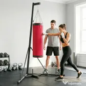 SPORTNOW Sac de Box cu Suport pentru Adulți, Înălțime Reglabilă 185-231 cm, Suport de Box cu Bază Triunghiulară, Sac din Pânză, Bare pentru Greutăți de 2,5 cm, pentru Antrenament Fitness Acasă, Roșu | Aosom Romania