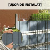 Outsunny Set 4 Bucăți Gard de Grădină pentru Intimitate, Paravan Balcon pentru Protecție, Rezistent la Razele UV, Impermeabil cu Clipsuri, pentru Exterior, Terasă, Balcon, 35m x 19cm, Gri | Aosom Romania