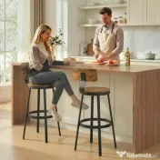HOMCOM Set 2 Scaune de Bar, Șezuturi Rustice cu Spătar și Suport pentru Picioare, Maro Rustic | Aosom Romania 