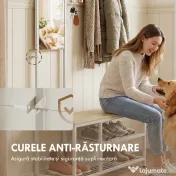HOMCOM 4-în-1: Bancă de Hol cu Oglindă, Suport Haine, Finisaj Lemn Natural. | Aosom Romania 