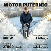 Outsunny Suflător cu Baterie 18V, Suflător de Frunze cu 2 Baterii 4Ah, Motor Brushless 600W, 3 Trepte Viteză 149 km/h, Turbo Boost, 2 Țevi, Încărcător, pentru Grădină Frunze Zăpadă Praful 