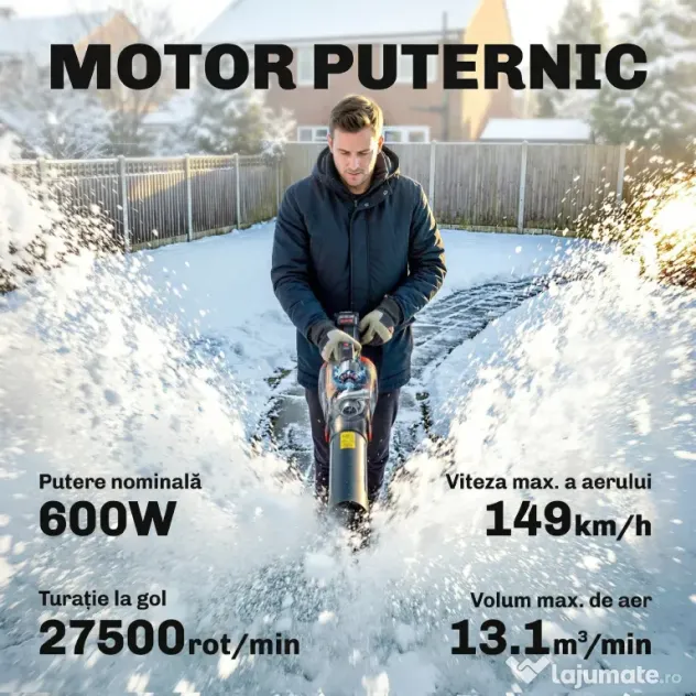Outsunny Suflător cu Baterie 18V, Suflător de Frunze cu 2 Baterii 4Ah, Motor Brushless 600W, 3 Trepte Viteză 149 km/h, Turbo Boost, 2 Țevi, Încărcător, pentru Grădină Frunze Zăpadă Praful