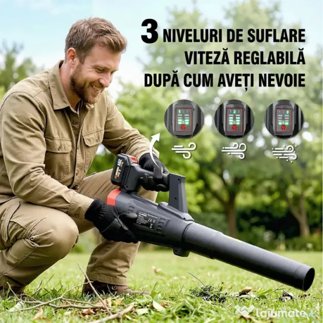 Outsunny Suflător cu Baterie 18V, Suflător de Frunze cu 2 Baterii 4Ah, Motor Brushless 600W, 3 Trepte Viteză 149 km/h, Turbo Boost, 2 Țevi, Încărcător, pentru Grădină Frunze Zăpadă Praful