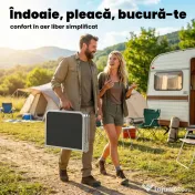 Outsunny Masă de Camping Pliabilă 60 cm, Picnic cu Strat de Plasă, Negru | Aosom Romania