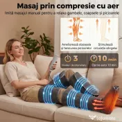 HOMCOM Aparat de Masaj pentru Picioare cu Compresie cu Aer, 3 Moduri, 3 Intensități, 2 Niveluri Căldură, Gri | Aosom Romania 