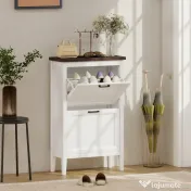 HOMCOM Dulap pentru Pantofi, 2 Sertare Rabatabile, Rafturi Reglabile, Alb | Aosom Romania 