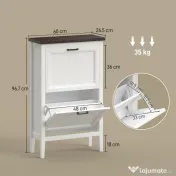HOMCOM Dulap pentru Pantofi, 2 Sertare Rabatabile, Rafturi Reglabile, Alb | Aosom Romania 