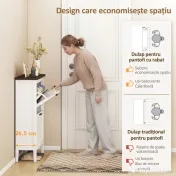HOMCOM Dulap pentru Pantofi, 2 Sertare Rabatabile, Rafturi Reglabile, Alb | Aosom Romania 