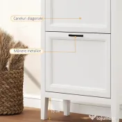 HOMCOM Dulap pentru Pantofi, 2 Sertare Rabatabile, Rafturi Reglabile, Alb | Aosom Romania 