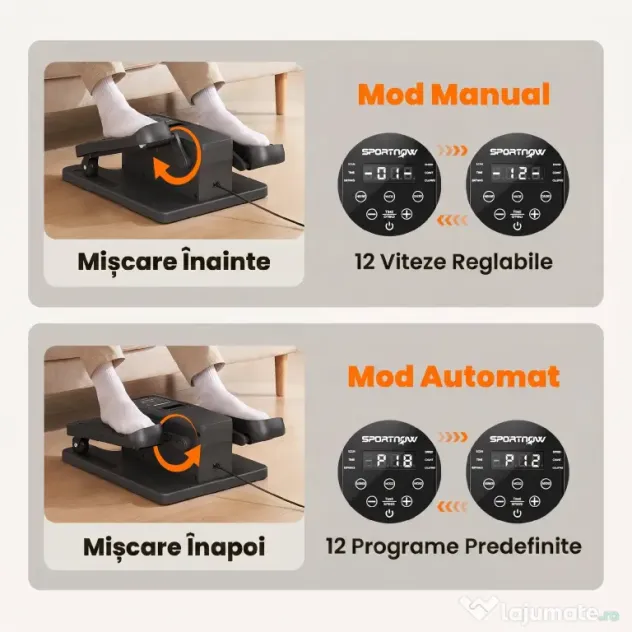SPORTNOW Mini Bicicletă Eliptică de Birou, Manual/Automat, 12 Viteze Reglabile pentru Acasă | Aosom Romania
