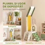 AIYAPLAY Tobogan pentru Copii 1-3 Ani cu Platformă de Cățărare, Coș de Baschet, Spațiu de Depozitare, Trepte Antiderapante, Crem | Aosom Romania