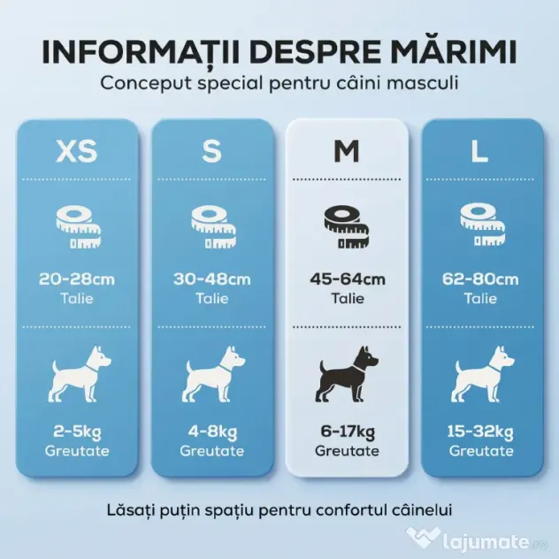 PawHut Scutece pentru Câini Masculi, 48 Bucăți cu Bandă Elastică Reglabilă, 62 x 20 cm, Alb | Aosom Romania