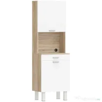 HOMCOM Mobilier Bucătărie 174 cm cu Sertar, Rafturi, Blat și Orificiu pentru Cabluri