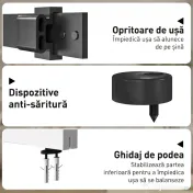 HOMCOM Ușă Culisantă de Interior din Lemn de Pin cu Șină Silențioasă, Ghidaj, Kit Accesorii, Alb | Aosom Romania