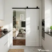 HOMCOM Ușă Culisantă de Interior din Lemn de Pin cu Șină Silențioasă, Ghidaj, Kit Accesorii, Alb | Aosom Romania