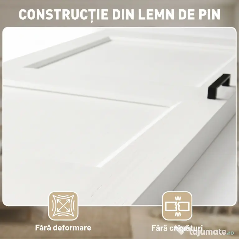 HOMCOM Ușă Culisantă de Interior din Lemn de Pin cu Șină Silențioasă, Ghidaj, Kit Accesorii, Alb