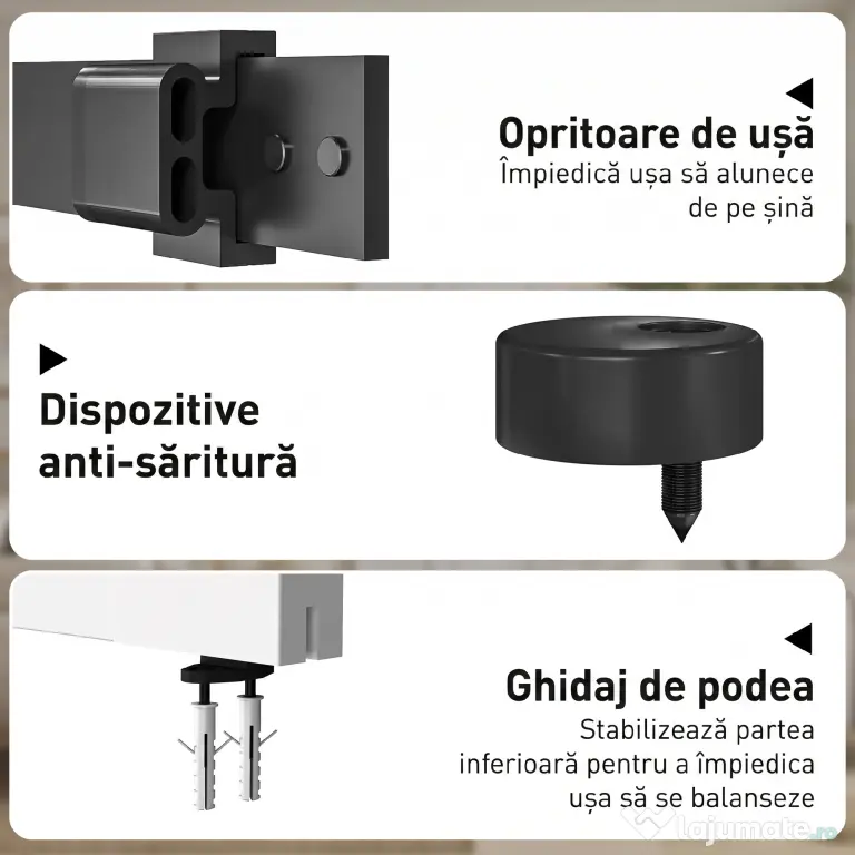 HOMCOM Ușă Culisantă de Interior din Lemn de Pin cu Șină Silențioasă, Ghidaj, Kit Accesorii, Alb