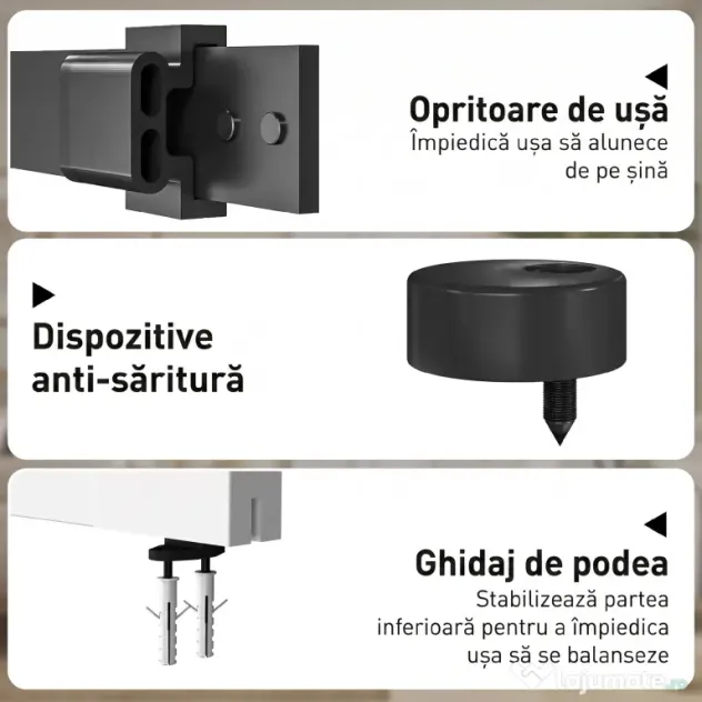HOMCOM Ușă Culisantă de Interior din Lemn de Pin cu Șină Silențioasă, Ghidaj, Kit Accesorii, Alb