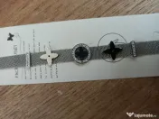 Brățară din Oțel Inoxidabil Tip Plasă (Milanese) – Reglabilă, Model Trifoi, Argintie, Nouă 
