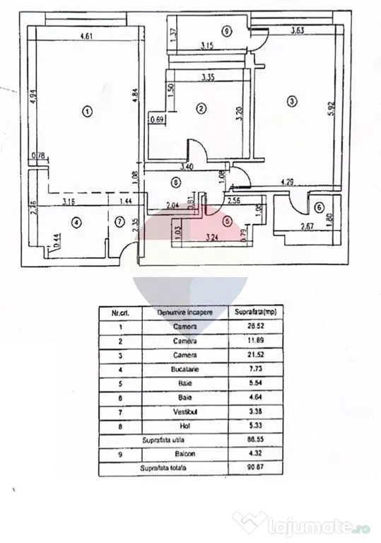 Apartament confortabil cu 3 camere de vanzare in Cortina ...